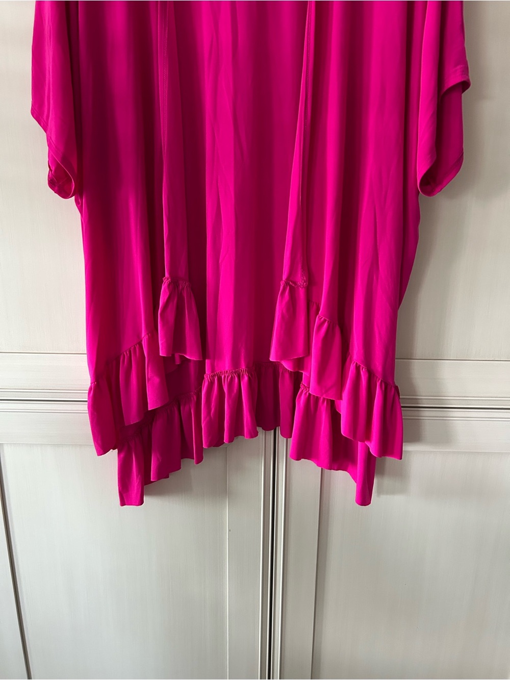 Bright Pink Ruffle Hem Kimono - Picture 2 of 5